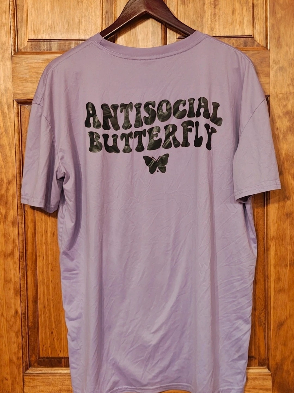SHEIN Lavender 'Antisocial Butterfly' Short Sleeve Tee